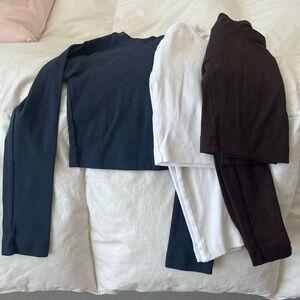 Zara crop top Set - Navy, White, and Brown